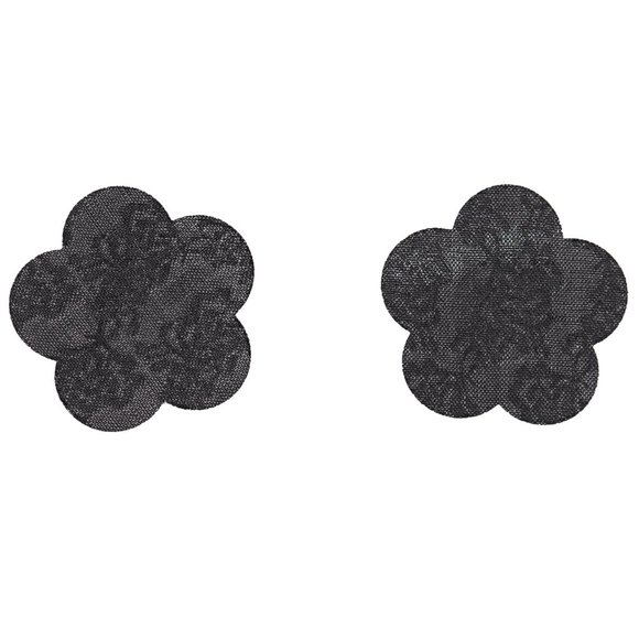 Flower Shaped Pasties Nipple Covers Self Adhesive 3 Pair Black - Picture 1 of 5
